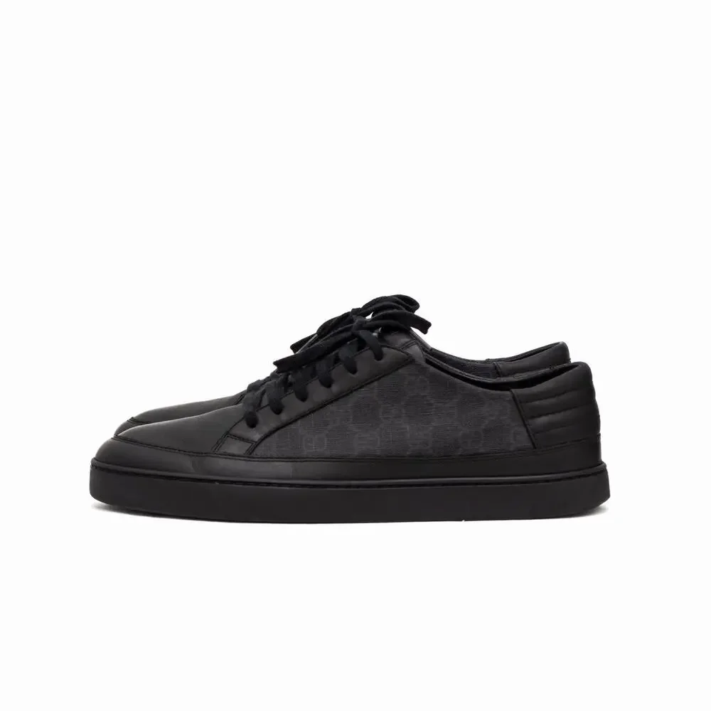 Gucci Black GG Monogram Supreme Canvas and Leather Low Top Sneakers US:11